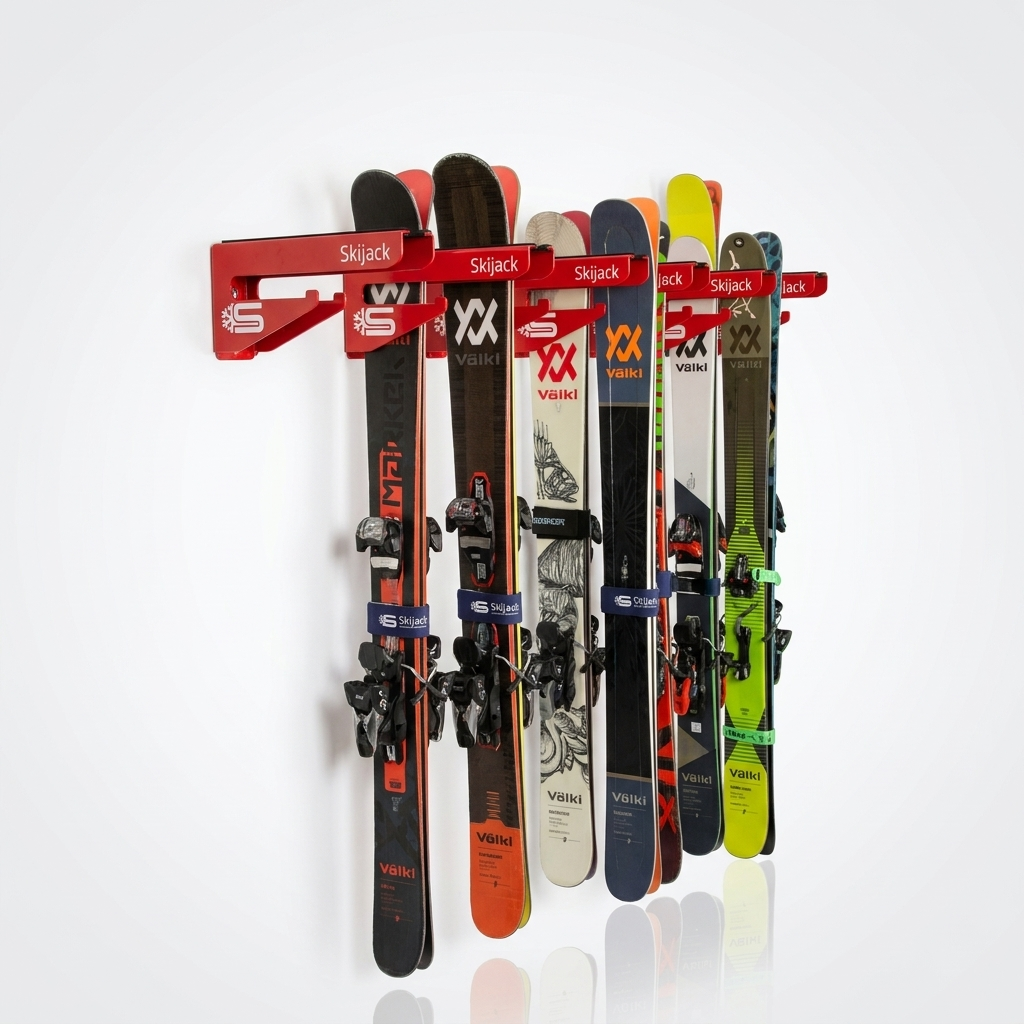 Ski-Wandhalterung – rot – Bild 3