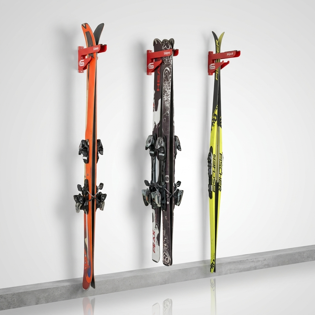 Ski-Wandhalterung – rot – Bild 2